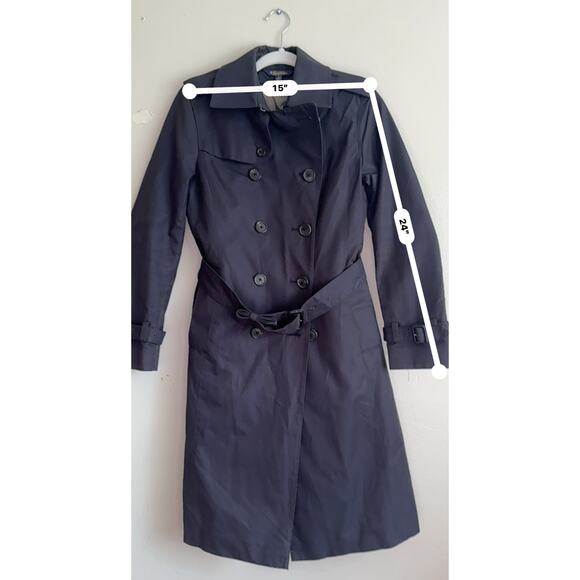 Brooks Brothers Women’s wool / cotton Classic Trench Coat Navy Blue size 4 - Picture 4 of 12